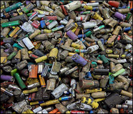 Household batteries in a landfill